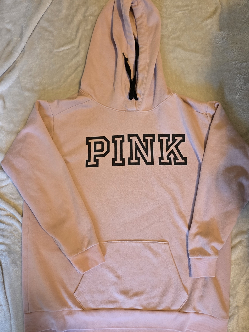 PINK Victoria's Secret Light Pink Hoodie with Black Logo